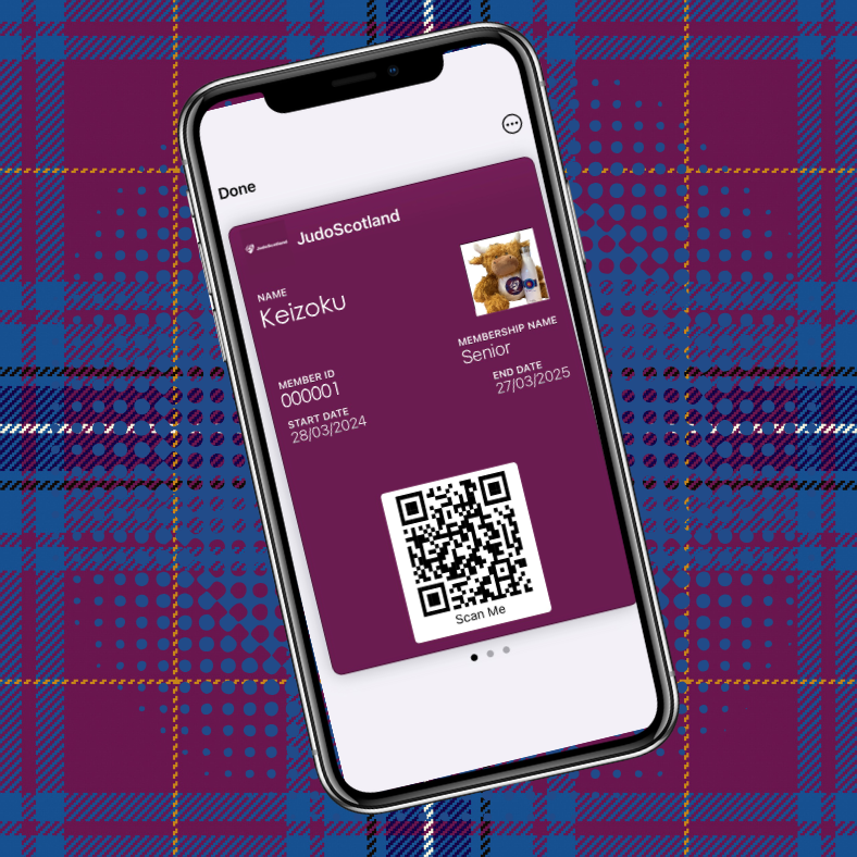 a smartphone graphic with the new digital membership card.