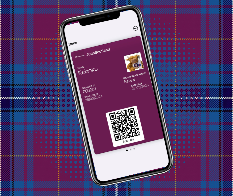 a smartphone graphic with the new digital membership card.